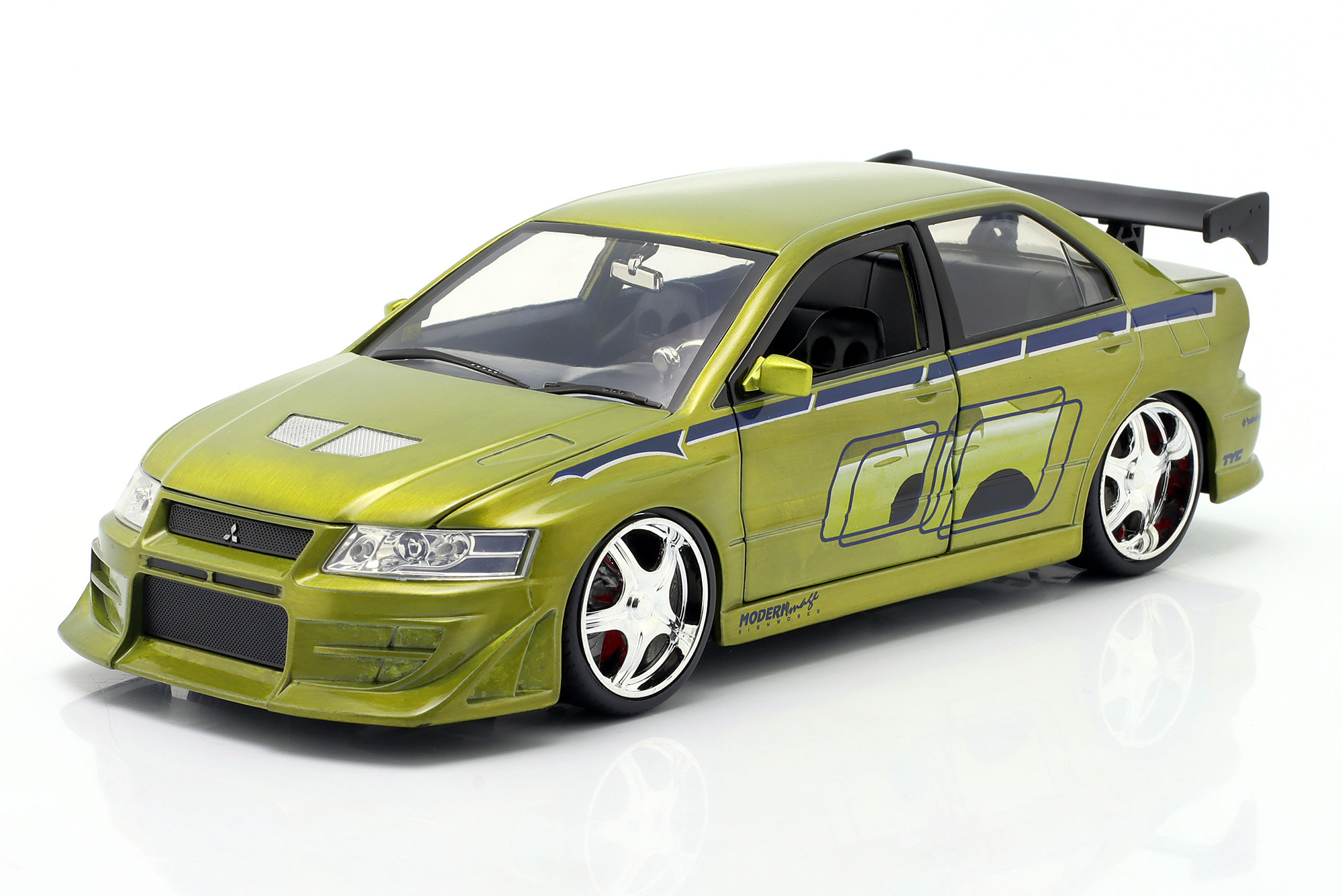 BRIAN'S MITSUBISHI LANCER EVO VII 2 FAST 2 FURIOUS (2003) GREEN JADA TOYS / БРИАН МИЦУБИСИ ЛАНСЕР ЭВО ВИИ 2 ФАСТ ФУРИОУС ЗЕЛЕНЫЙ ДЖАДА ТОЙС