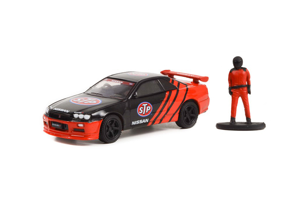 NISSAN SKYLINE R34 С ФИГУРКОЙ ВОДИТЕЛЯ PENNZOIL 1999 (ДЛИНА МОДЕЛИ 6-10 СМ)