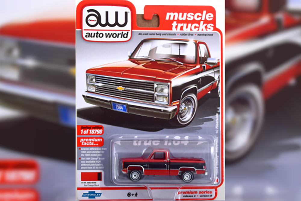 CHEVROLET SILVERADO 10 FLEETSIDE (1984), RED BLACK (ДЛИНА МОДЕЛИ 6-10 СМ)