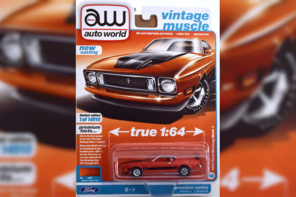 FORD MUSTANG MACH 1 (1973), COPPER-METALLIC BLACK (ДЛИНА МОДЕЛИ 6-10 СМ)