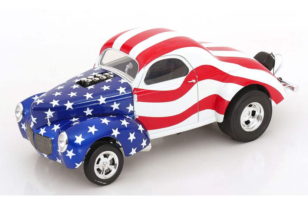 WILLYS GASSER CUSTOM PATRIOT 1940 WHITE BLUE RED