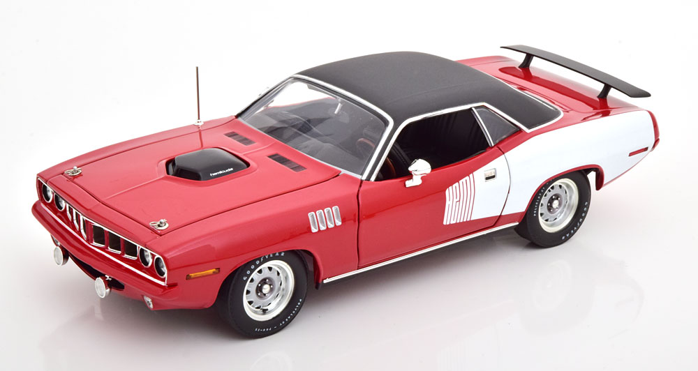 PLYMOUTH HEMI CUDA 1971 RED WHITE FLATBLACK