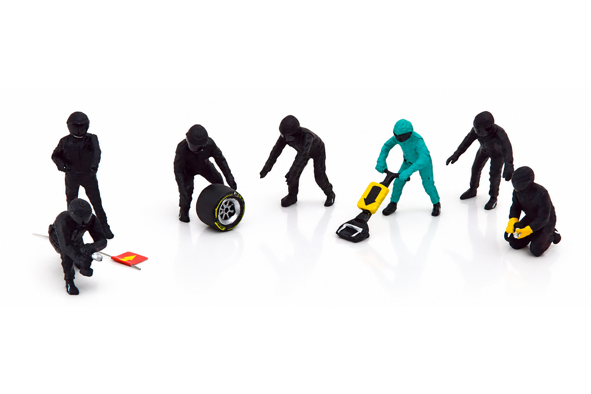 FIGUREN PIT CREW SET 1 7 FIGURINES WITH ACESSORIES BLACK / НАБОР ИЗ 7 ФИГУРОК ПИТ-КОМАНДЫ С АКСЕССУАРАМИ, КОМПЛЕКТ 1, ЧЕРНЫЙ