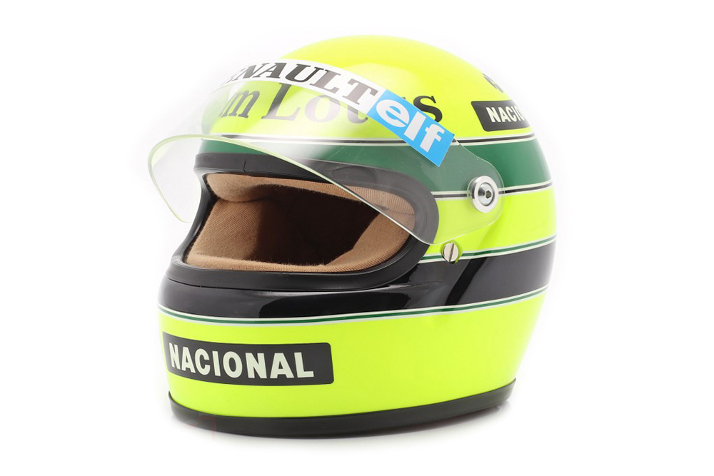 HELMET AYRTON SENNA LOTUS 97T #12 FORMULA 1 1985 / ШЛЕМ АЙРТОНА СЕННЫ ЛОТУС (РАЗМЕРЫ 15 х 11 х 10 см)