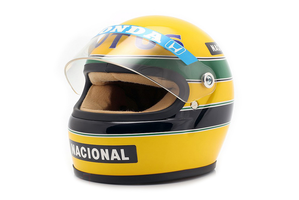 HELMET AYRTON SENNA LOTUS 99T #12 FORMULA 1 1987 / ШЛЕМ АЙРТОНА СЕННЫ ЛОТУС (РАЗМЕРЫ 15 х 11 х 10 см)