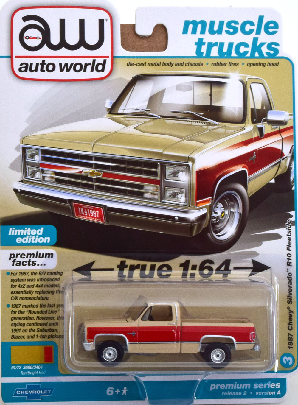 CHEVROLET SILVERADO R10 FLEETSIDE 1987 CREME LIGHTRED**ШЕВРОЛЕ ШЕВИ  ШЕВРОЛЕТХ - Масштабные модели 1:18 - 1:43 - 1:12 - Магазин масштабных  моделей МОДЕЛЛИСИМО