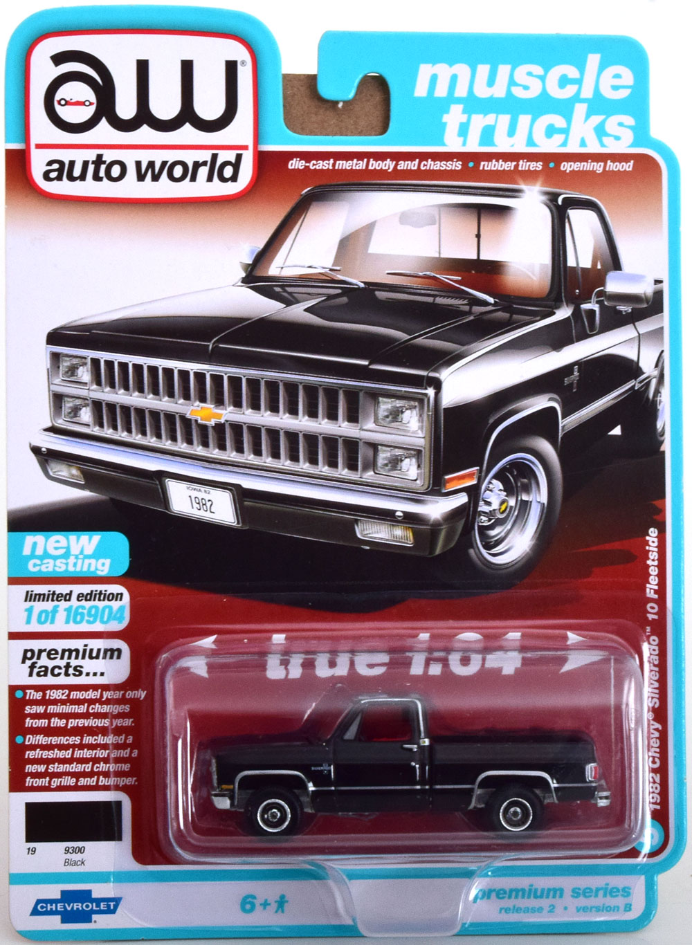 CHEVROLET SILVERADO 10 FLEETSIDE 1982 BLACK (ДЛИНА МОДЕЛИ 6-10 СМ)