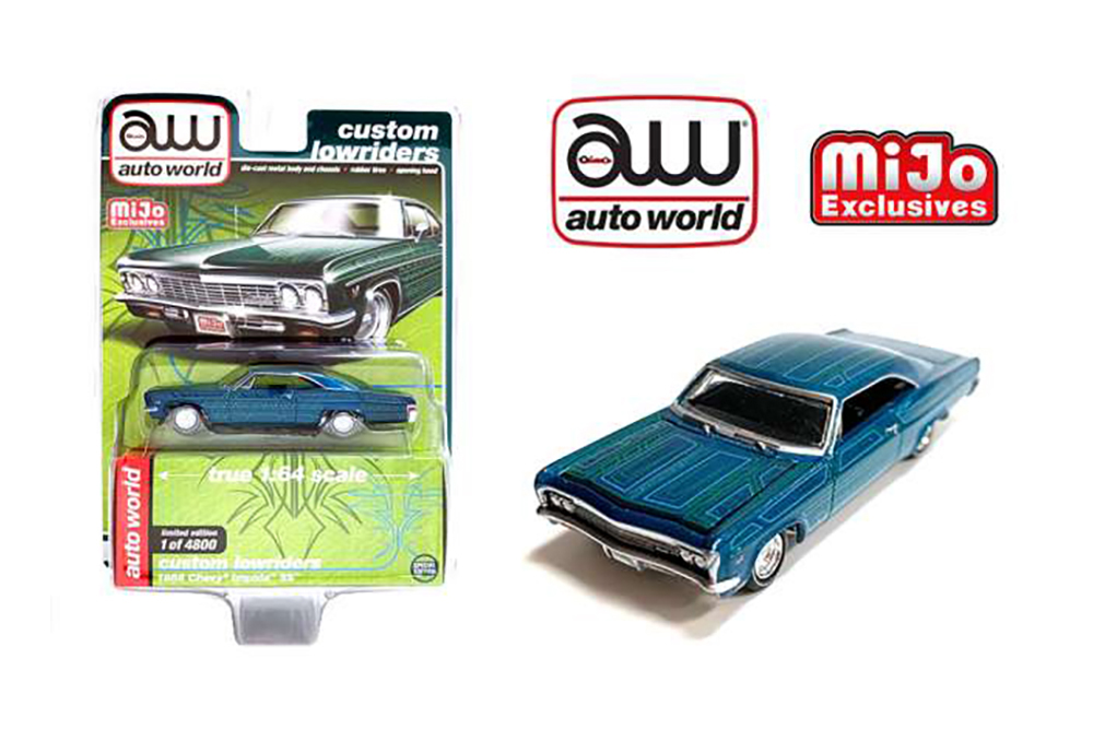 CHEVROLET IMPALA SS LOWRIDER 1966 СИНИЙ С ЗЕЛЕНЫМ (ДЛИНА МОДЕЛИ 6-10 СМ)