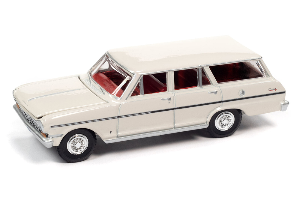CHEVROLET II NOVA STATION WAGON 1963 ERMINE WHITE (БЕЛЫЙ) (ДЛИНА МОДЕЛИ 6-10 СМ)
