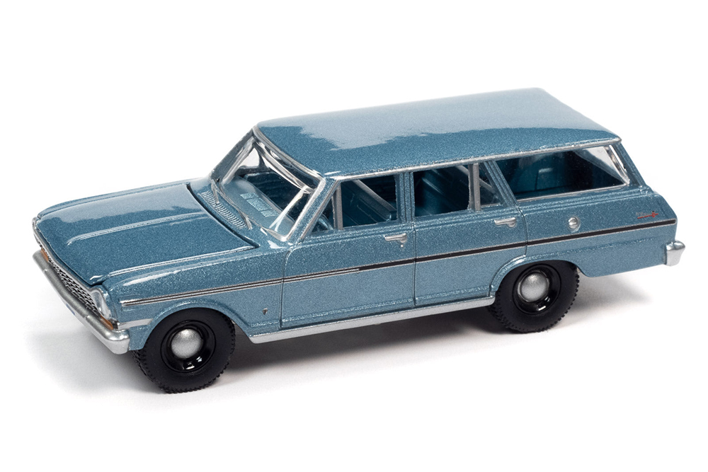 CHEVROLET II NOVA STATION WAGON 1963 SILVER BLUE POLY (ГОЛУБОЙ) (ДЛИНА МОДЕЛИ 6-10 СМ)