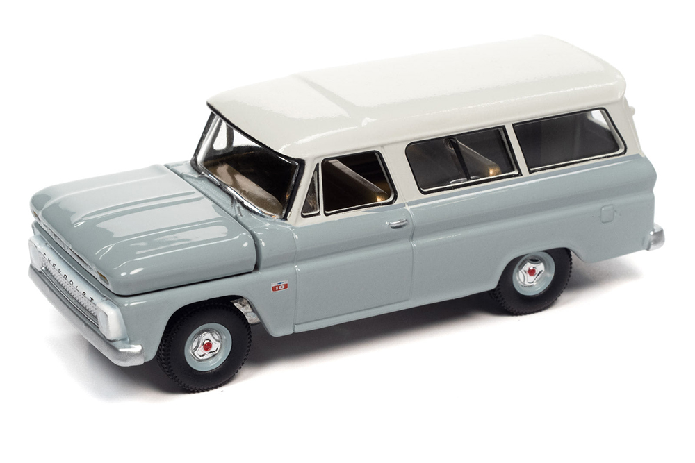 CHEVROLET SUBURBAN 1966 GRAY BODY WITH WHITE ROOF (СЕРЫЙ С БЕЛЫМ) (ДЛИНА МОДЕЛИ 6-10 СМ)