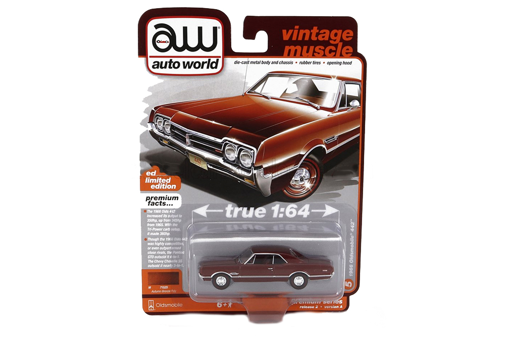 OLDSMOBILE 442 COUPE 1966 RED (ДЛИНА МОДЕЛИ 6-10 СМ)