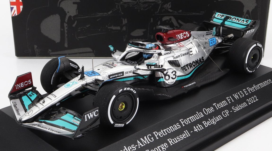MERCEDES-BENZ GP F1 W13E TEAM MERCEDES-AMG PETRONAS F1 N63 4TH BELGIUM GP (2022) GEORGE RUSSEL, SILVER GREEN
