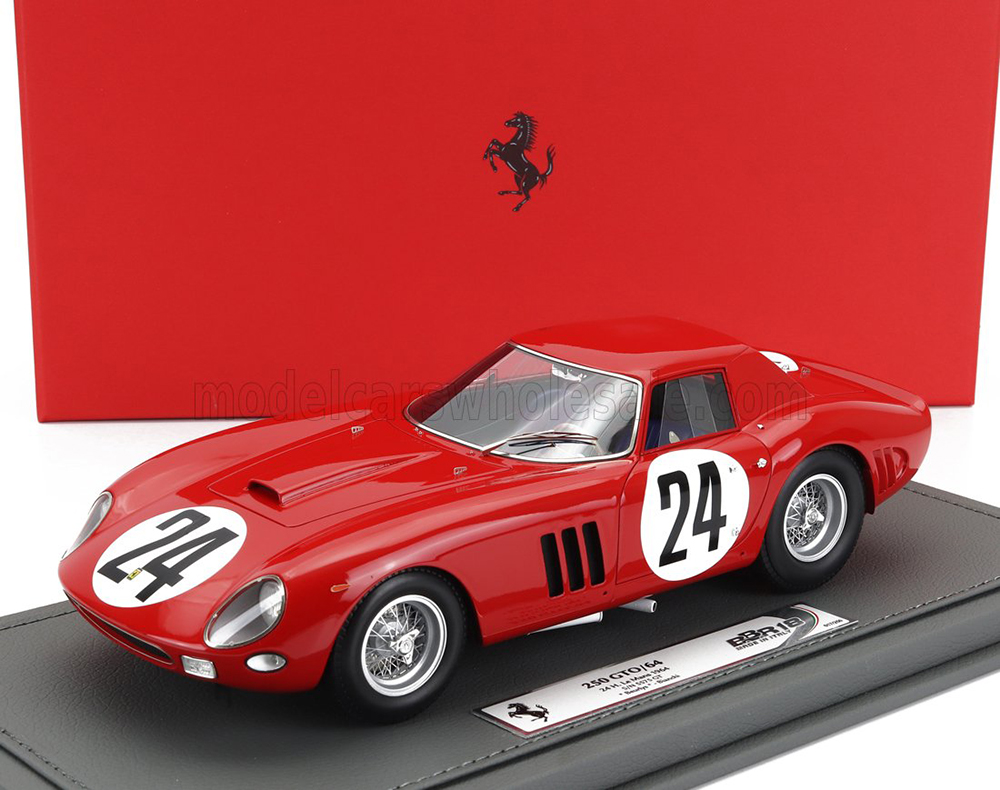FERRARI 250 GTO/64 COUPE TEAM ECURIE NATIONALE BELGE #24 5TH 24H LE MANS (1964) LUCIEN BIANCHI - JEAN (BEURLYS) BLATON - CON VETRINA - WITH SHOWCASE, RED