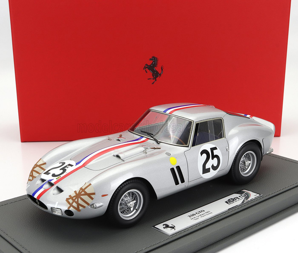 FERRARI 250 GTO 3.0L V12 COUPE TEAM ECURIE FRANCORCHAMPS #25 4TH 24H LE MANS (1963) LEON DERNIER ELDE - PIERRE DUMAY - CON VETRINA - WITH SHOWCASE, SILVER