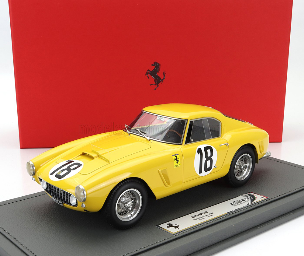 FERRARI 250 GT SWB 3.0L V12 TEAM N.A.R.T. NORTH AMERICAN RACING #18 24H LE MANS (1960) GEORGE ARENTS - ALAN CONNELL JR. - CON VETRINA - WITH SHOWCASE, YELLOW
