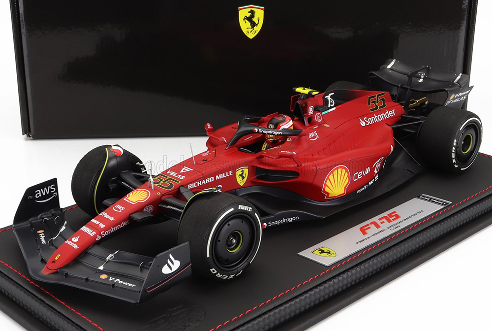FERRARI F1-75 TEAM SCUDERIA FERRARI N 55 AUSTRALIAN GP 2022 CARLOS SAINZ - CON VETRINA - WITH SHOWCASE, RED
