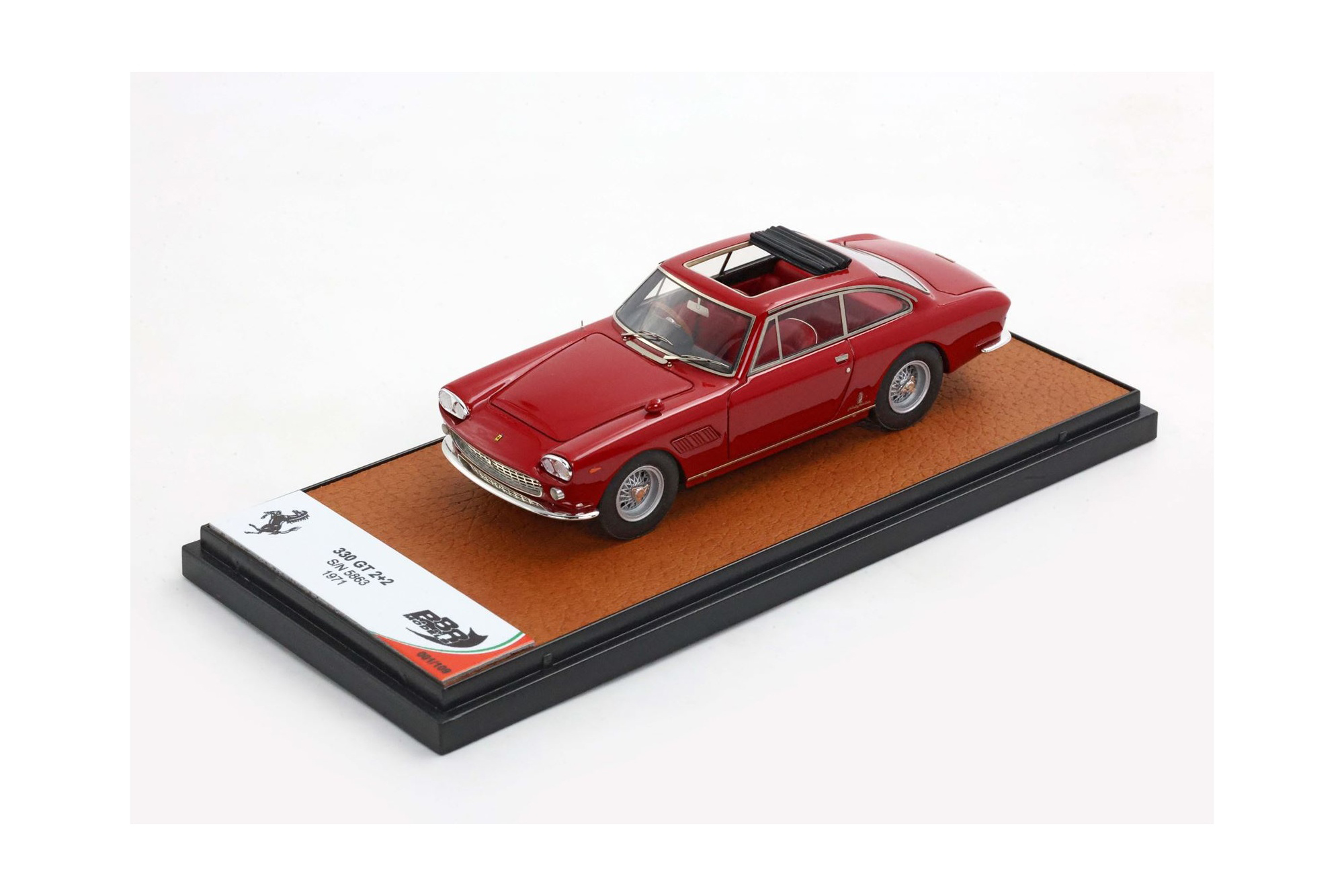FERRARI 330 GT 2+2 TWINLIGHT AND OPEN ROOF BORDEAUX AND RED INTERIOR S/N 5863 / ФЕРРАРИ 330 ГТ 2+2 ТВИНЛИГХТ ОТКРЫТАЯ КРЫША БОРДЕАУКС САЛОН С 1:43 БОРДОВЫЙ