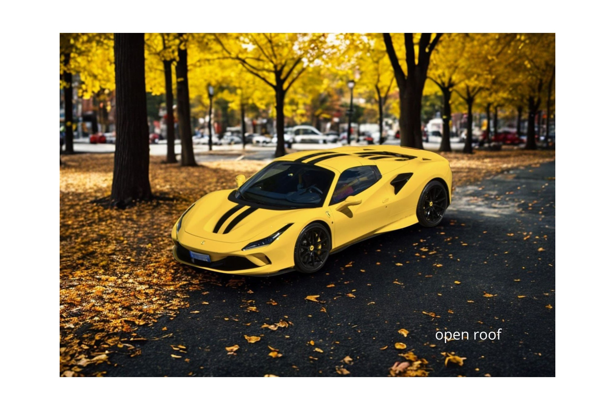 FERRARI F8 TRIBUTO SPIDER GIALLO MODENA WITH BLACK STRIPES / ФЕРРАРИ Ф8 ТРИБУТО СПАЙДЕР ПОЛОСЫ 1:43 ЖЕЛТЫЙ