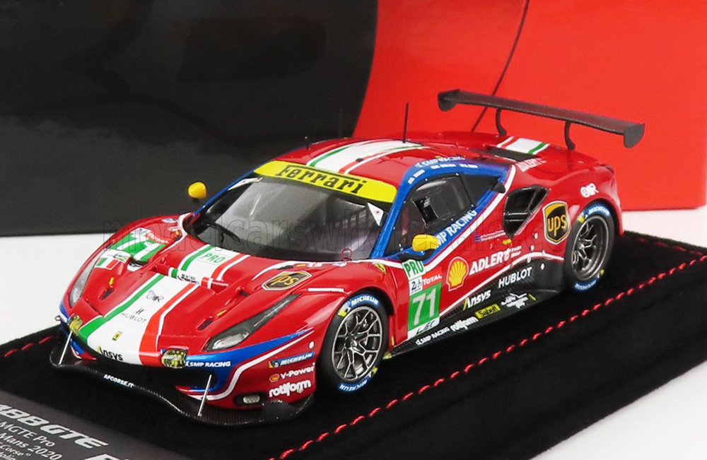 FERRARI 488 GTE EVO 3.9L TURBO V8 TEAM AF CORSE N71 LMGTE PRO CLASS 24H LE MANS (2020) S.BIRD - M.MOLINA - D.RIGON - CON VETRINA - WITH SHOWCASE, RED WHITE BLUE