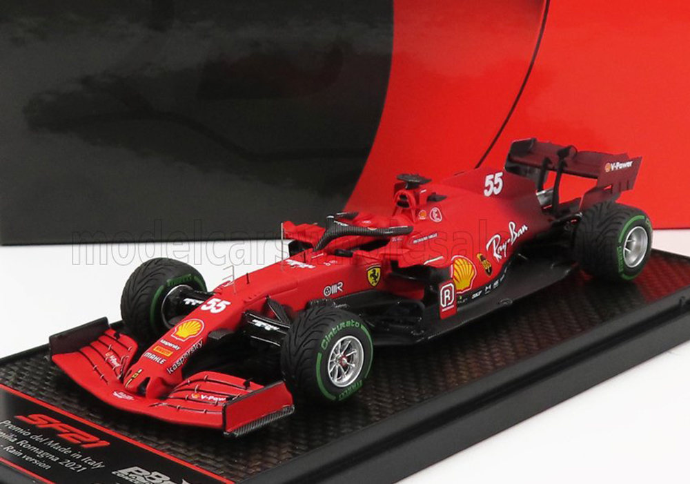 FERRARI F1 SF21 TEAM SCUDERIA FERRARI MISSION WINNOW N 55 5TH EMILIA ROMAGNA ITALY GP (RAIN TIRES) (2021) CARLOS SAINZ JR., RED
