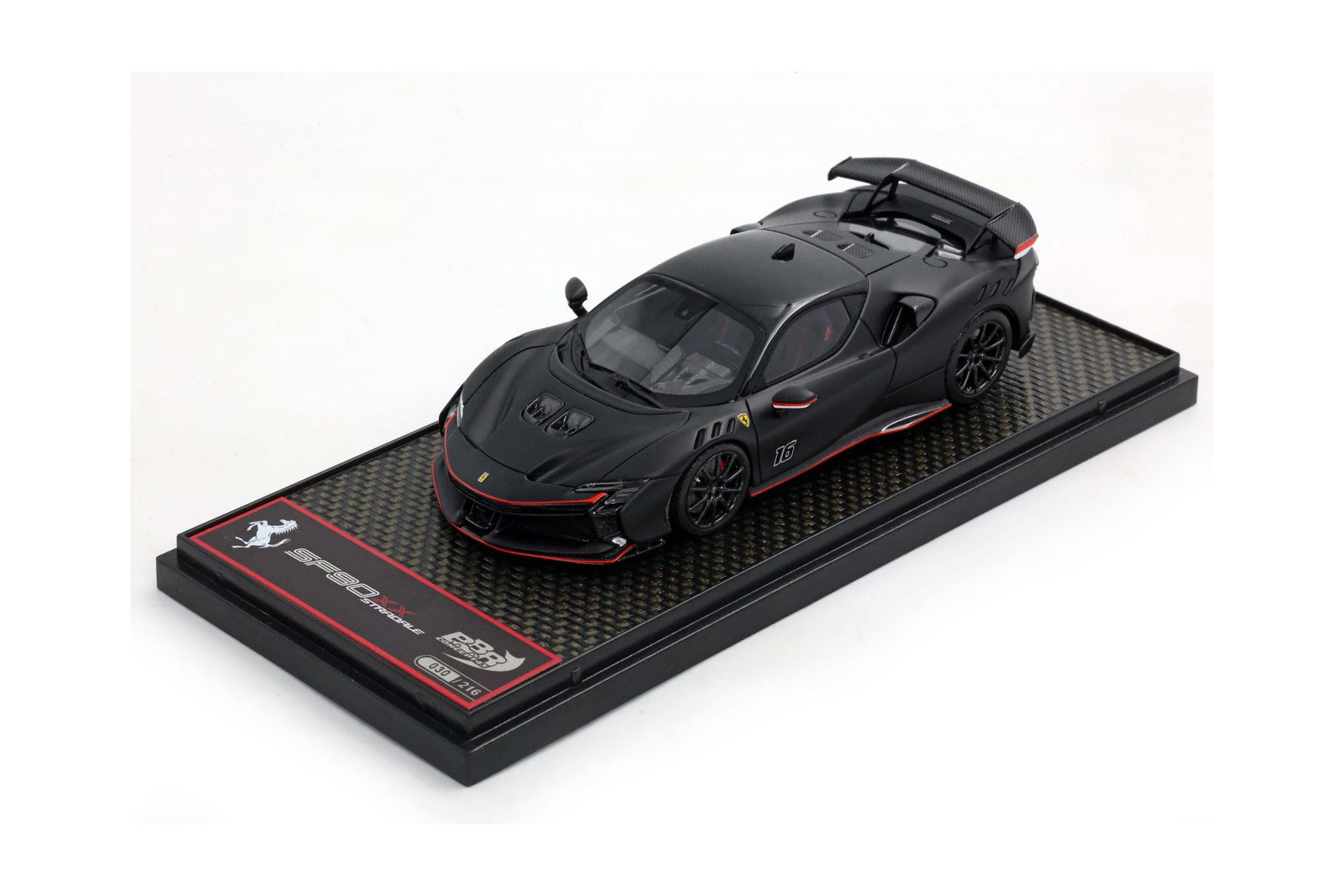 FERRARI SF90 XX STRADALE #16 MATT BLACK / ФЕРРАРИ СФ90 КСКС СТРАДАЛЕ #16 МАТТ 1:43 ЧЕРНЫЙ