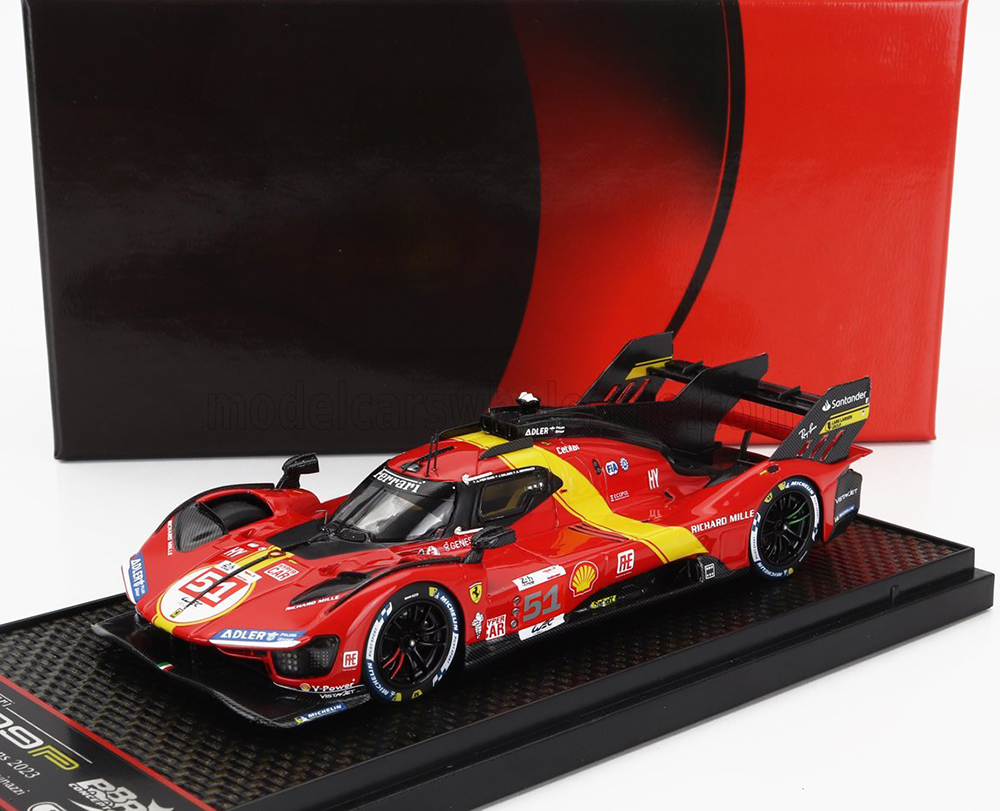 FERRARI 499P 3.0L TURBO V6 TEAM FERRARI AF CORSE #51 WINNER 24H LE MANS (2023) ALESSANDRO PIER GUIDI - JAMES CALADO - ANTONIO GIOVINAZZI, RED YELLOW BLACK