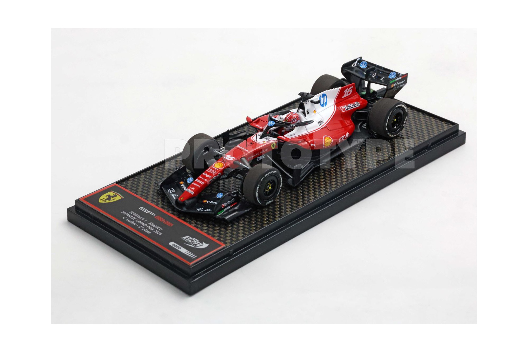 FERRARI SF26 F1 JAPANESE GRAND PRIX - DRIVER INCLUDED - METAL DIECAST LECLERC - THIRD POSITION / ФЕРРАРИ СФ26 Ф1 ЯПОНСКИЙ ГРАН-ПРИ 1:43
