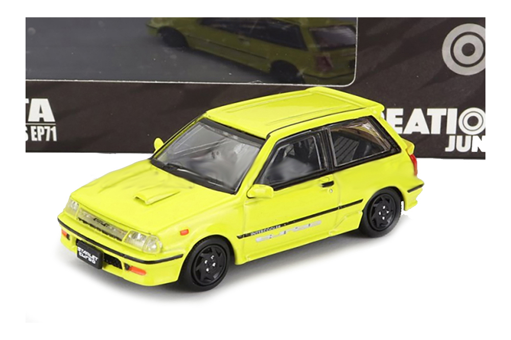 TOYOTA STARLET TURBO S EP71 (1988), YELLOW (ДЛИНА МОДЕЛИ 6-10 СМ)
