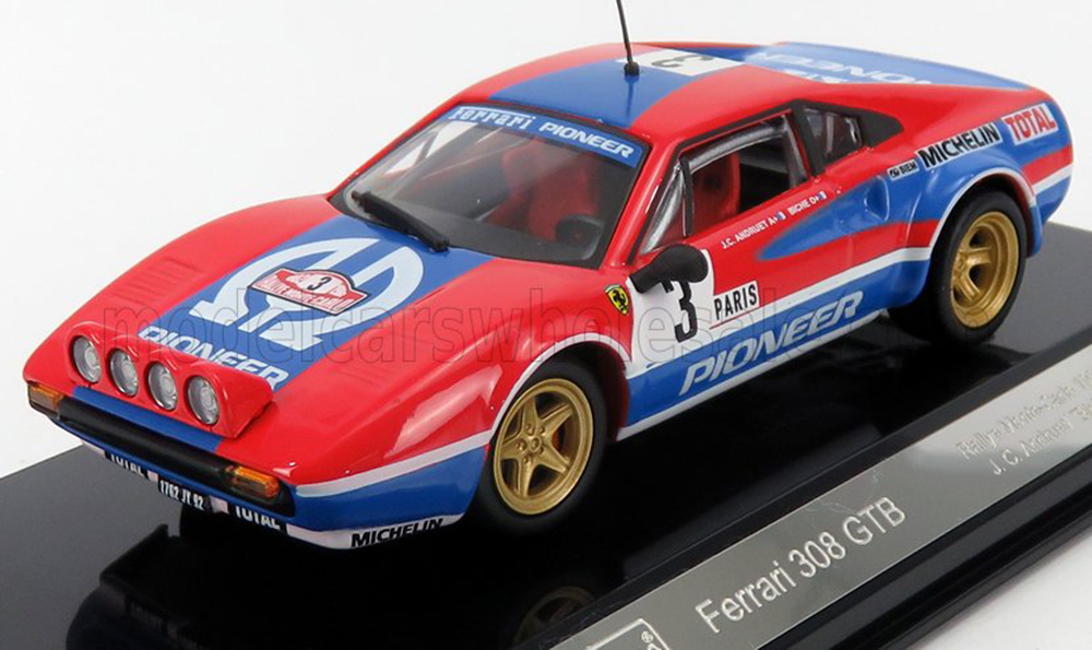FERRARI 308 GTB PIONEER NIGHT VERSION N 3 RALLY MONTECARLO 1982 J.C.ANDRUET - BICHE, RED BLUE