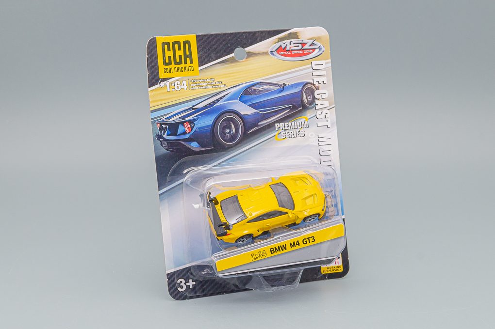 BMW M4 GT3, YELLOW (ДЛИНА МОДЕЛИ 6-10 СМ)