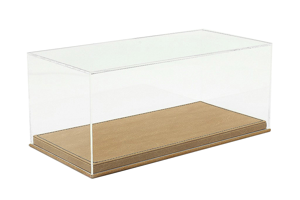 SHOWCASE WITH BASEPLATE OUT OF LEATHER BEIGE / БОКС С ОСНОВАНИЕМ ИЗ НАТУРАЛЬНОЙ КОЖИ ДЛЯ МОДЕЛИ 1:18 БЕЖЕВЫЙ