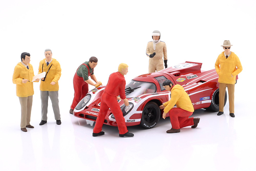PITSTOP-DIORAMA WINNER 24H LEMANS 1970 PORSCHE 917K #23 / FIGUMA / ПИЦТОП-ДИОРАМА ПОБЕДИТЕЛЬ 24 ЧАСА ЛЕ-МАН ПОРШЕ 917K ФИГУМА