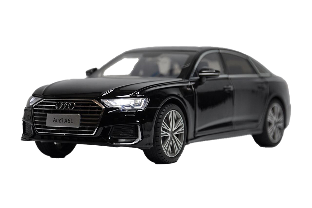 AUDI A6 55TFSI 2024 BLACK / АУДИ А6 ЧЕРНЫЙ (ДЛИНА 28 СМ) СВЕТЯТСЯ ФАРЫ + ЗВУК (БЕЗ УПАКОВКИ - ТОЛЬКО МОДЕЛЬ)