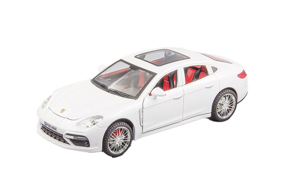 PORSCHE PANAMERA TURBO S 2024 WHITE / ПОРШЕ ПАНАМЕРА ТУРБО БЕЛЫЙ (ДЛИНА 28 СМ) СВЕТЯТСЯ ФАРЫ + ЗВУК (БЕЗ УПАКОВКИ - ТОЛЬКО МОДЕЛЬ)