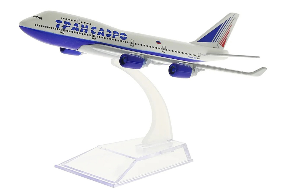 BOEING 747 TRANSAERO / МОДЕЛЬ САМОЛЕТА БОИНГ 747 ТРАНСАЭРО (ДЛИНА 16 СМ)