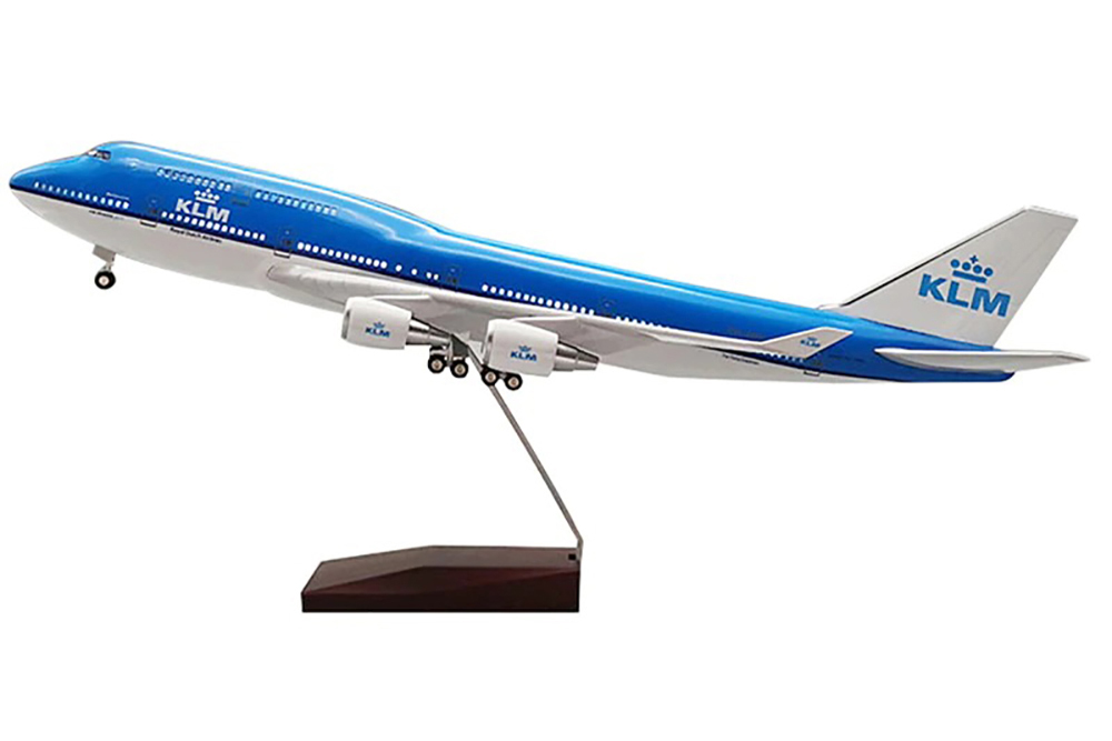 BOEING 747 KLM / МОДЕЛЬ САМОЛЕТА БОИНГ 747 КЛМ (С ОСВЕЩЕНИЕМ САЛОНА НА ШАССИ ДЛИНА 47 СМ)