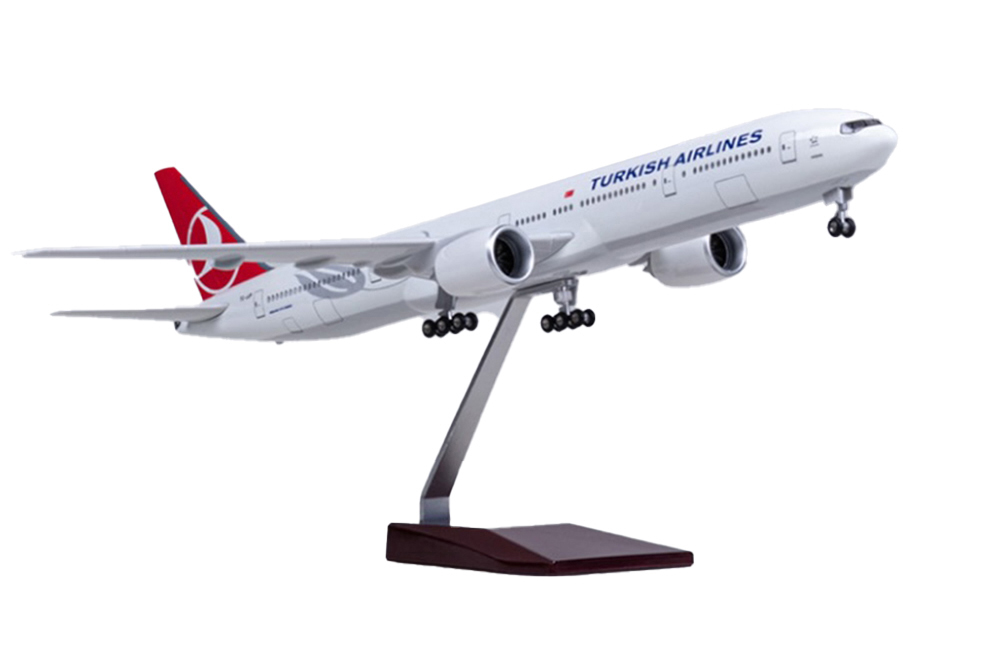 МОДЕЛЬ САМОЛЕТА BOEING 777 TURKISH AIRLINES / БОИНГ 777 ТУРКИШ ЭРЛАЙНС (С ПОДСВЕТКОЙ ИЛЛЮМИНАТОРОВ ДЛИНА 47 СМ)