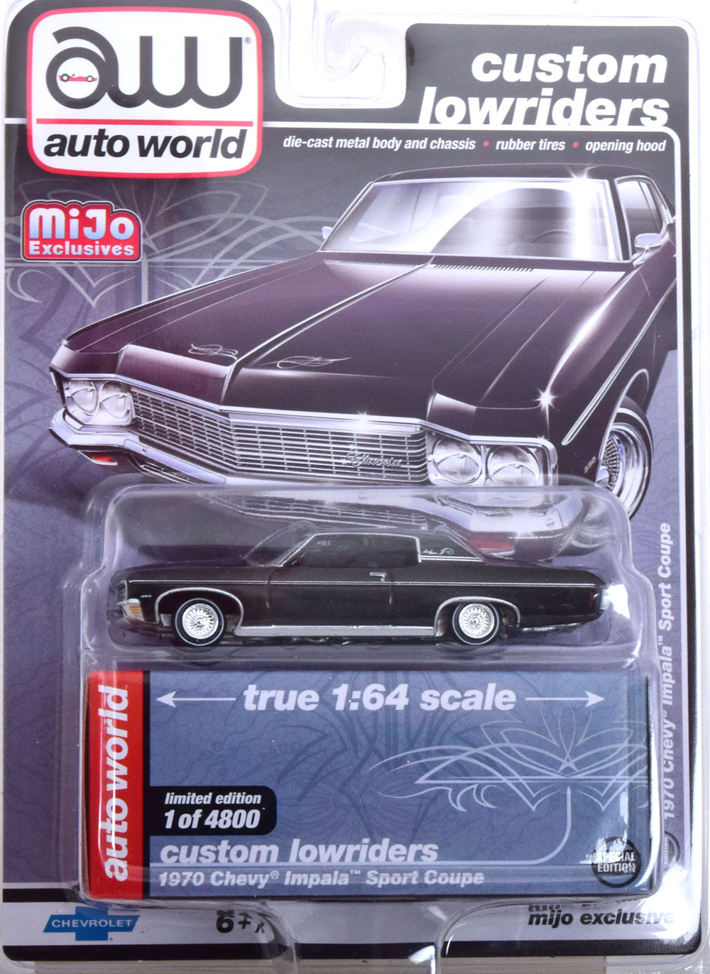CHEVROLET IMPALA SPORT COUPE 1970 BLACK (ДЛИНА МОДЕЛИ 6-10 СМ)