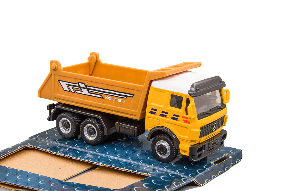 MERCEDES-BENZ SK-SERIES, САМОСВАЛ, ОРАНЖЕВЫЙ (ДЛИНА МОДЕЛИ 6-10 СМ)