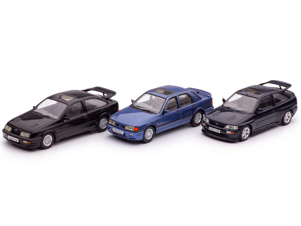 FORD: SIERRA RS ЧЕРНЫЙ И SAPPHIRE RS СИНИЙ, ESCORT MK5 RS COSWORTH ЗЕЛЕНЫЙ НАБОР ИЗ 3Х МОДЕЛЕЙ