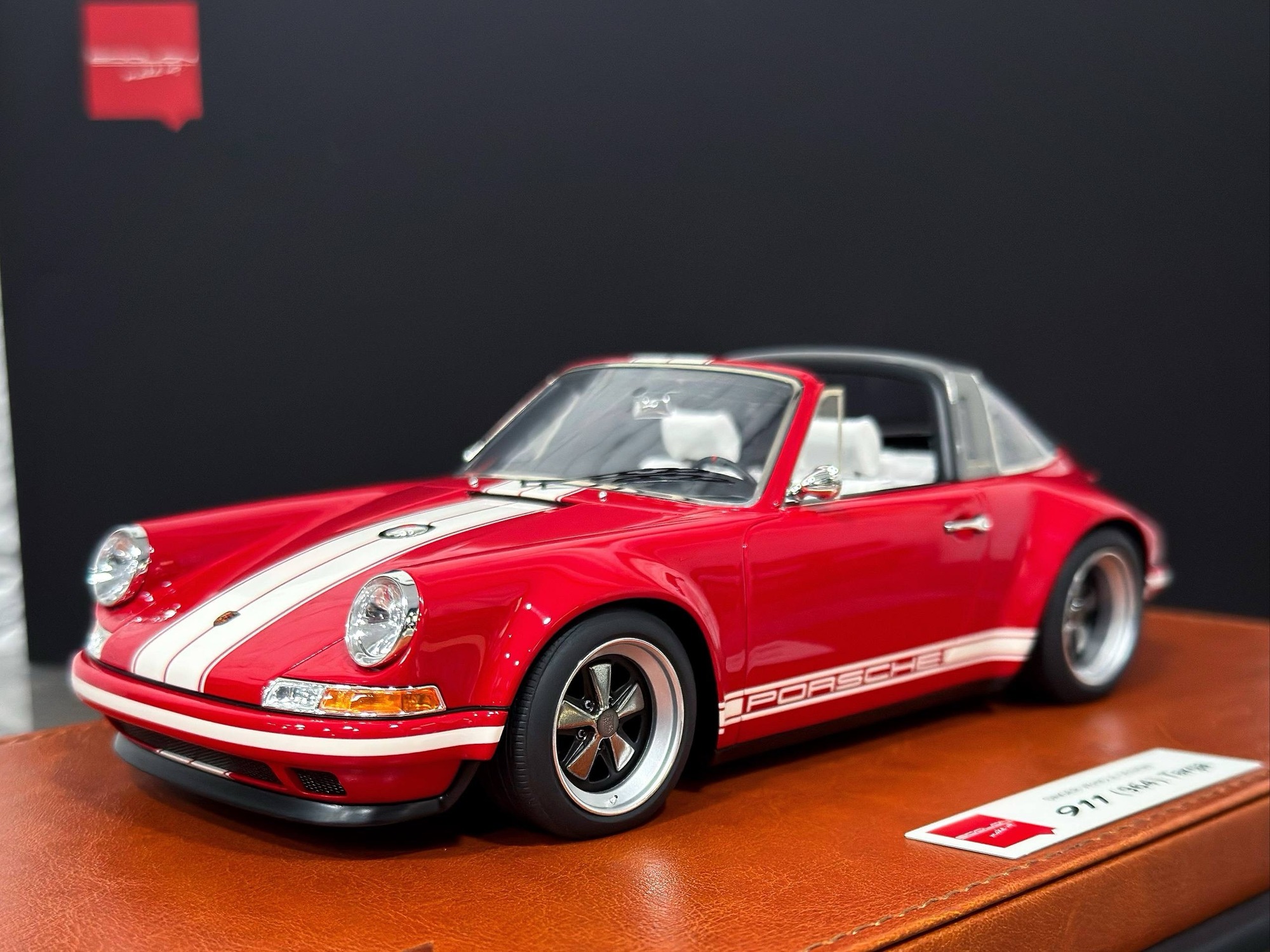 PORSCHE SINGER 911 (964) TARGA RED/CREAM WHITE STRIPE / ПОРШЕ SINGER 911 964 ТАРГА КРАСНЫЙ/КРЕМОВО-БЕЛЫЙ ПОЛОСА