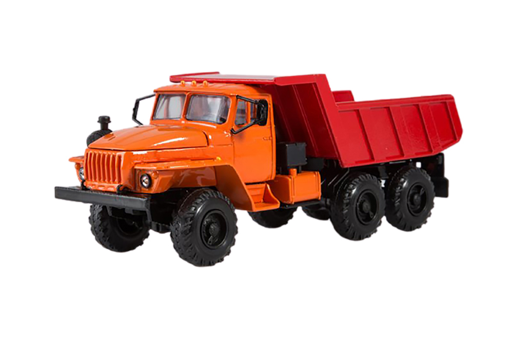URALSKY TRUCK 55571 DUMPER (USSR RUSSIAN) ORANGE/RED | УРАЛЬСКИЙ ГРУЗОВИК 55571 САМОСВАЛ (КАБИНА ОРАНЖЕВАЯ КУЗОВ КРАСНЫЙ) ЭЛЕКОН