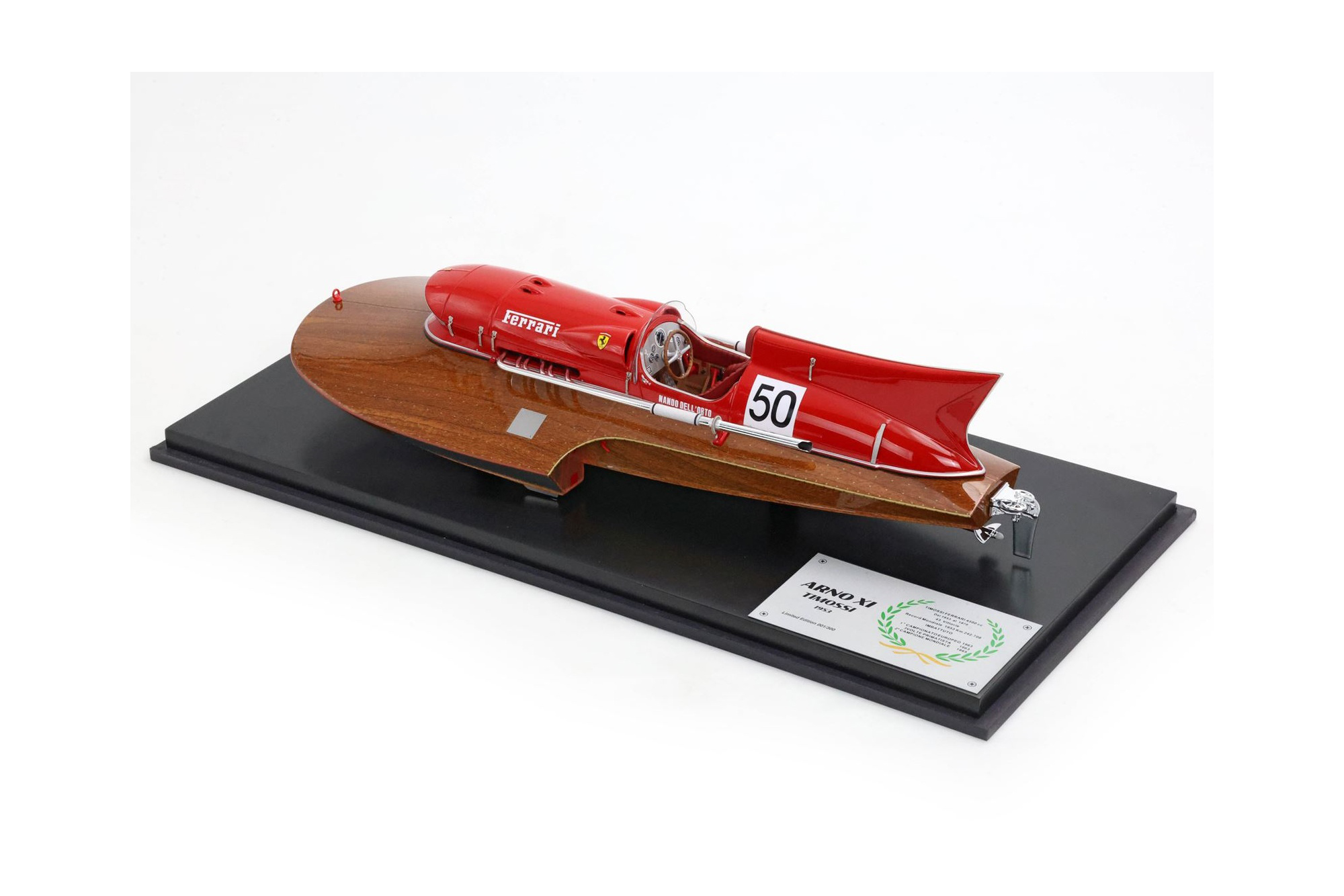 TIMOSSI FERRARI ARNO XI 1953 MOTORBOAT 1/18 SCALE NANDO DELL ORTO / ФЕРРАРИ ТИМОССИ АРНО КСИ 1953 МОТОРБОАТ 1 18 НАНДО ДЕЛЛ 1:18
