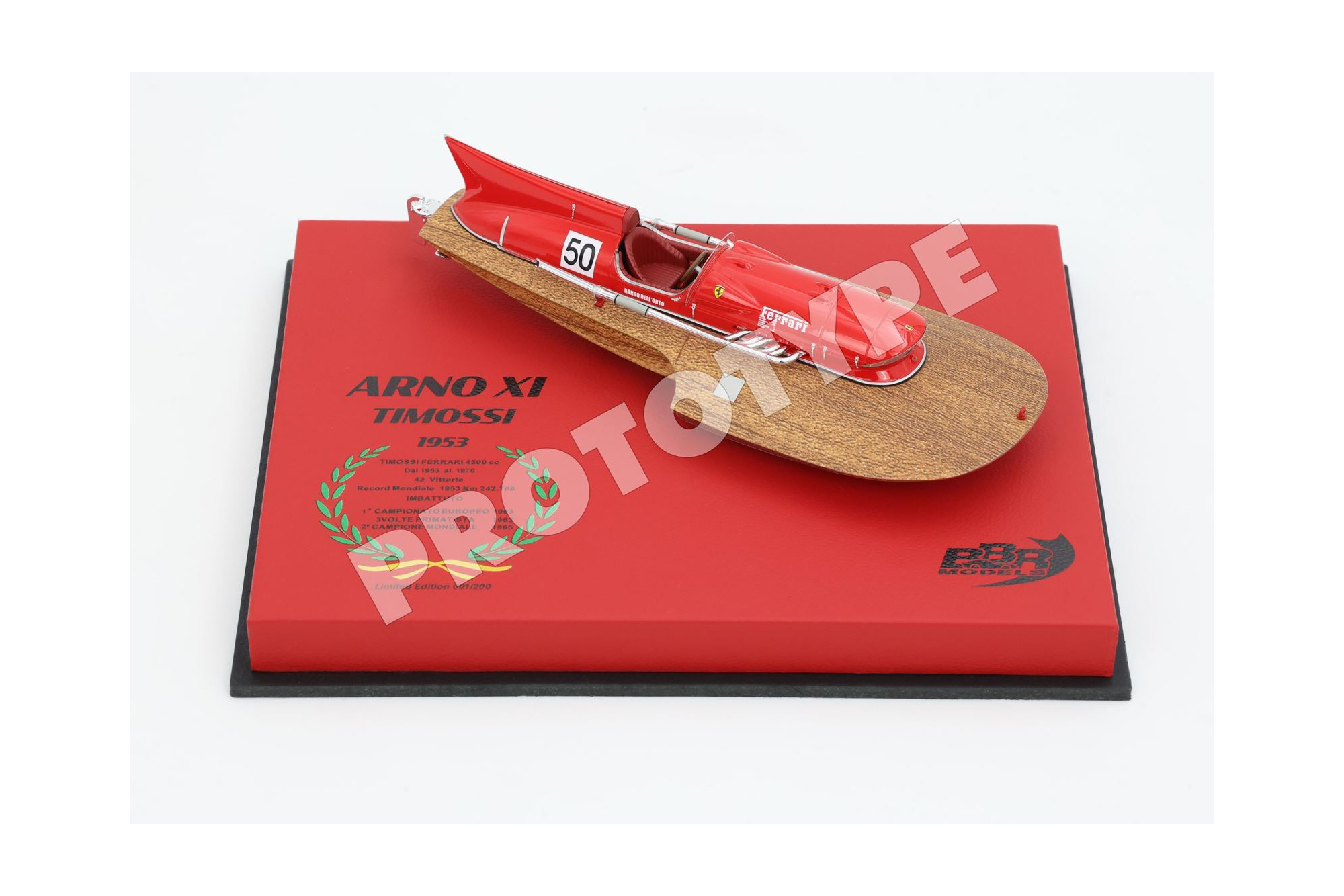 TIMOSSI FERRARI ARNO XI 1953 MOTORBOAT 1/43 SCALE NANDO DELL ORTO - LEATHER BASE / ФЕРРАРИ ТИМОССИ АРНО КСИ 1953 МОТОРБОАТ 1 43 НАНДО ДЕЛЛ 1:43