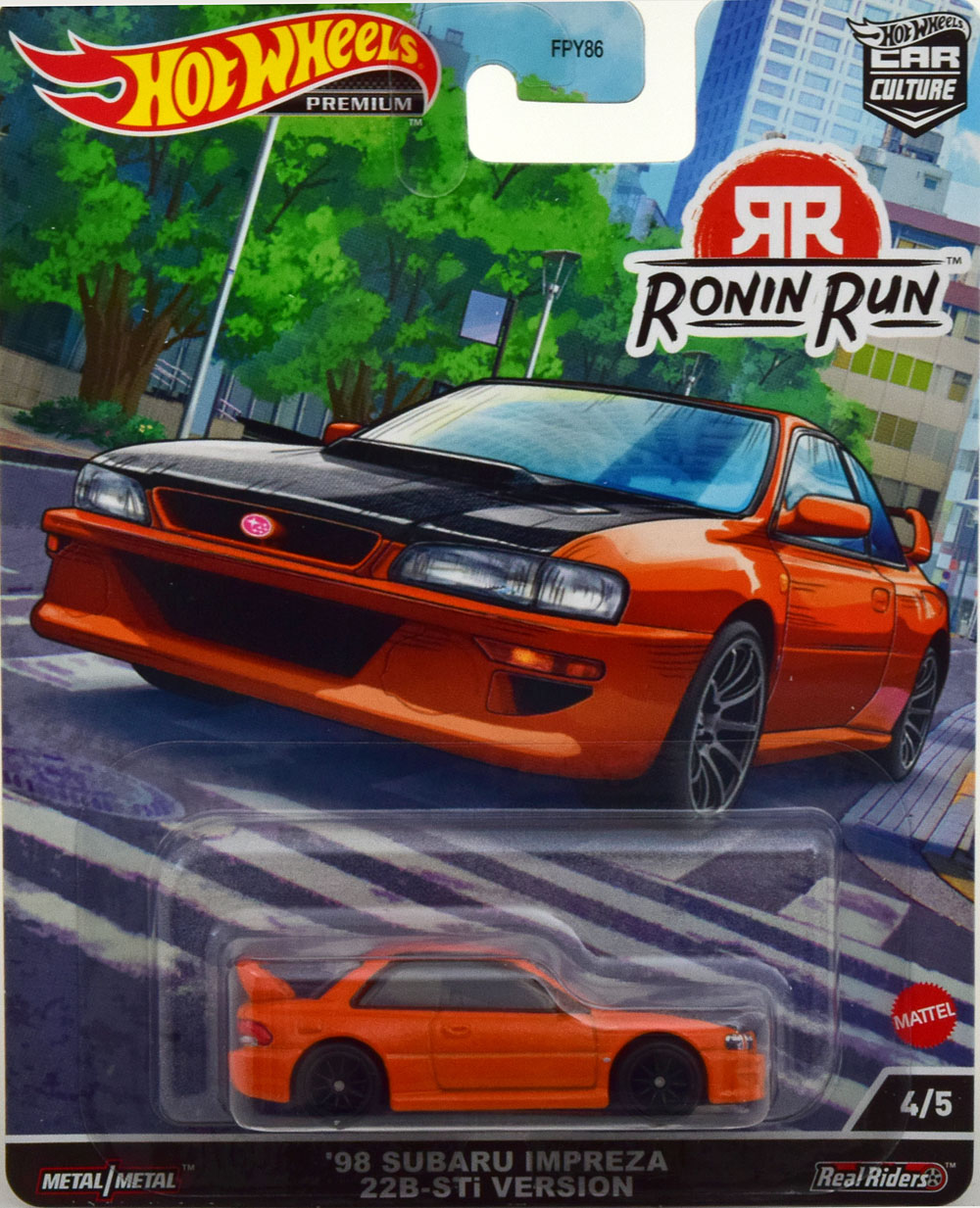 SUBARU IMPREZA 22B-STI RONIN RUN 1998 ORANGE-METALLIC BLACK (ДЛИНА МОДЕЛИ 6-10 СМ)