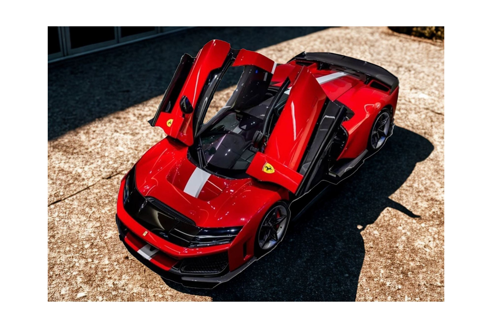 FERRARI F80 METAL DIECAST FULL OPEN ROSSO CORSA WITH SILVER AND WHITE STRIPE AND CARBON WING - POLYFOAM PACK / ФЕРРАРИ Ф80 МЕТАЛ ПОЛОСА КАРБОН ВИНГ 1:18 КРАСНЫЙ
