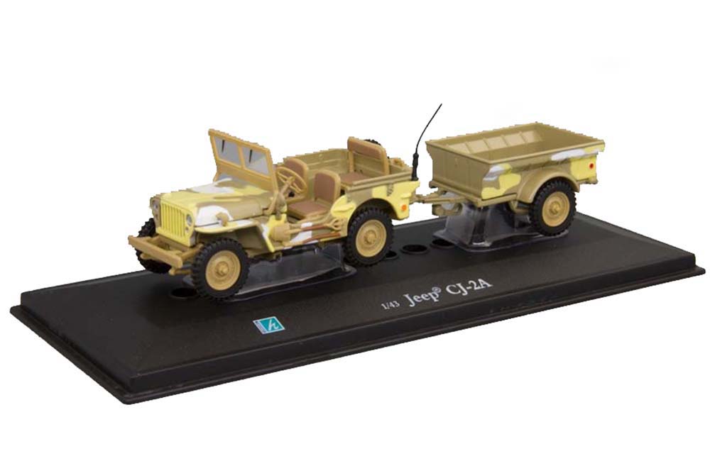 JEEP WILLYS CJ-2A С ПРИЦЕПОМ  ПЕСОЧНЫЙ КАМУФЛЯЖ
