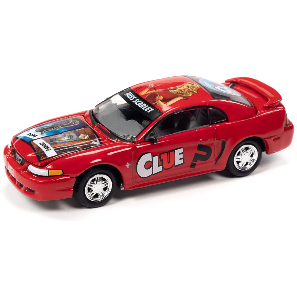 FORD MUSTANG 2000 КРАСНЫЙ С ФИШКОЙ ДЛЯ ИГРЫ CLUE (ДЛИНА МОДЕЛИ 6-10 СМ)