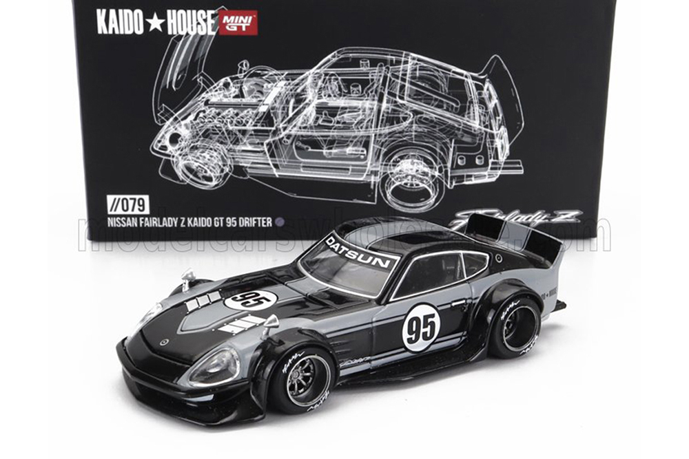 DATSUN FAIRLADY Z №95 KAIDO HOUSE COUPE DRIFTER V1 (1975), BLACK GREY (ДЛИНА МОДЕЛИ 6-10 СМ)